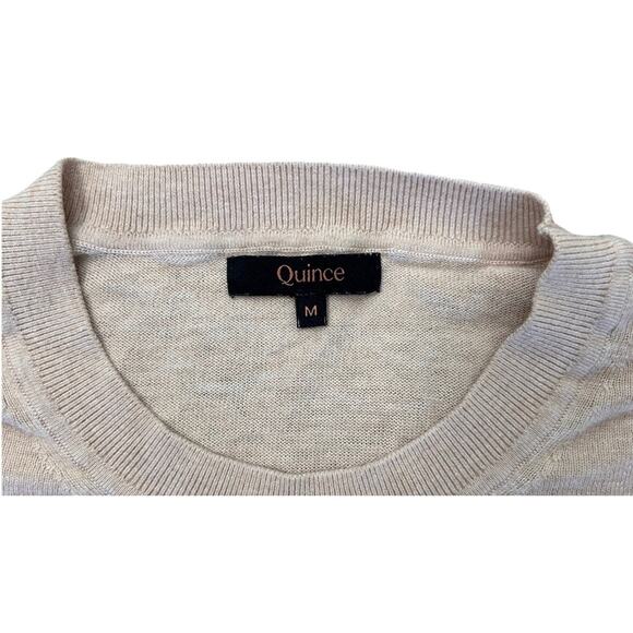 Quince Women’s Tan Knit Pullover Round Neck Sweater Organic Cotton Blend Size M - Picture 3 of 5